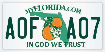 FL license plate AOFA07