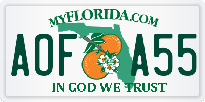 FL license plate AOFA55
