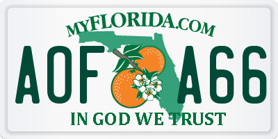 FL license plate AOFA66