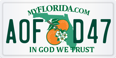 FL license plate AOFD47