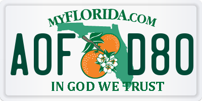 FL license plate AOFD80