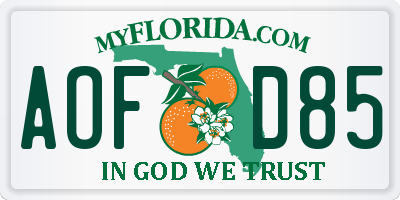 FL license plate AOFD85