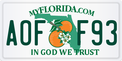 FL license plate AOFF93
