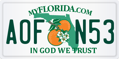 FL license plate AOFN53
