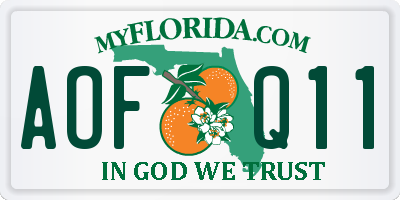 FL license plate AOFQ11