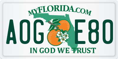 FL license plate AOGE80