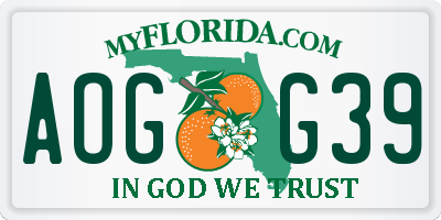 FL license plate AOGG39