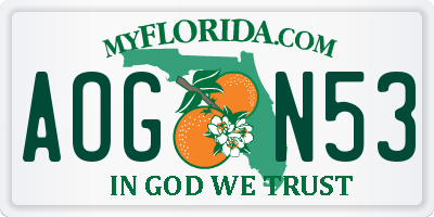 FL license plate AOGN53