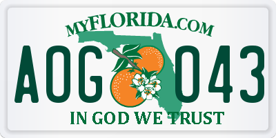 FL license plate AOGO43