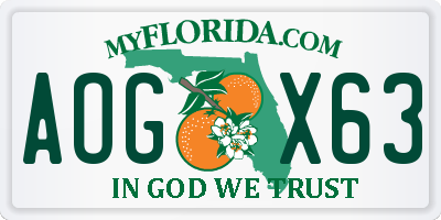 FL license plate AOGX63