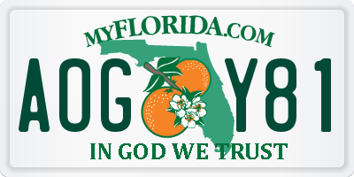 FL license plate AOGY81