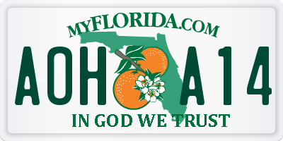 FL license plate AOHA14