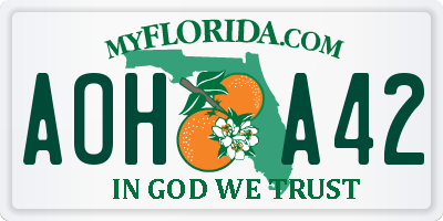 FL license plate AOHA42