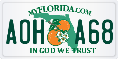 FL license plate AOHA68