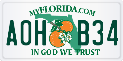 FL license plate AOHB34