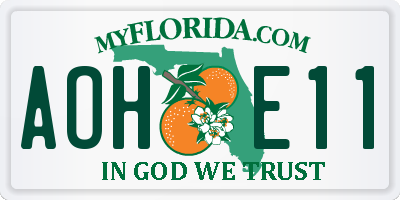 FL license plate AOHE11
