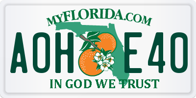 FL license plate AOHE40