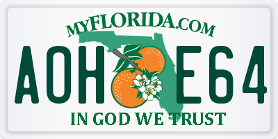 FL license plate AOHE64