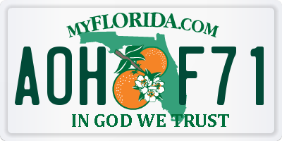 FL license plate AOHF71