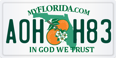 FL license plate AOHH83