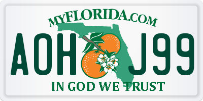 FL license plate AOHJ99