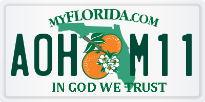 FL license plate AOHM11