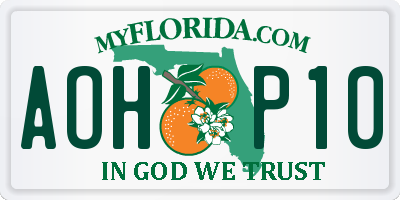 FL license plate AOHP10
