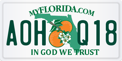 FL license plate AOHQ18