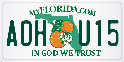 FL license plate AOHU15