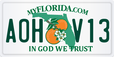 FL license plate AOHV13