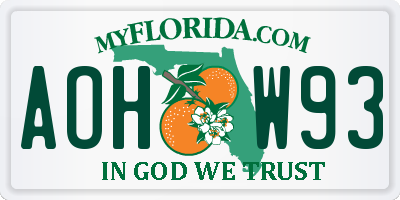 FL license plate AOHW93