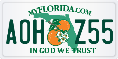 FL license plate AOHZ55