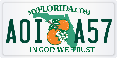 FL license plate AOIA57