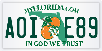 FL license plate AOIE89