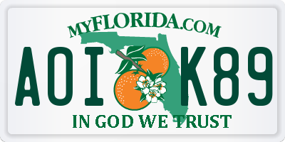 FL license plate AOIK89