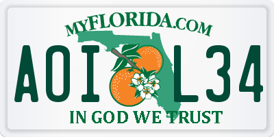 FL license plate AOIL34