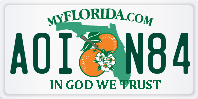 FL license plate AOIN84