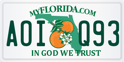 FL license plate AOIQ93