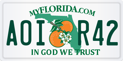 FL license plate AOIR42