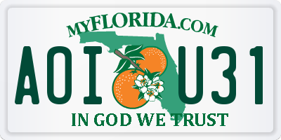 FL license plate AOIU31