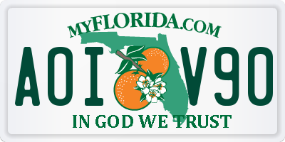 FL license plate AOIV90