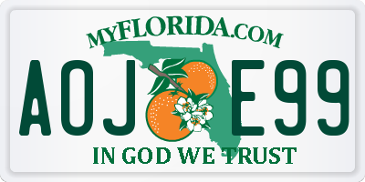 FL license plate AOJE99