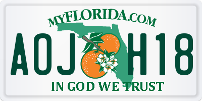 FL license plate AOJH18