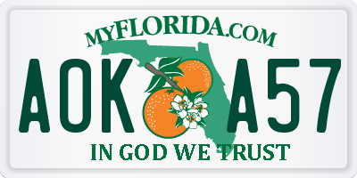FL license plate AOKA57