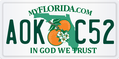 FL license plate AOKC52