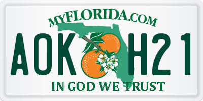 FL license plate AOKH21