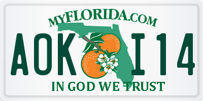 FL license plate AOKI14