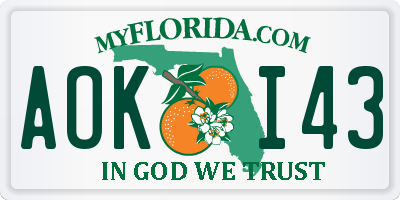 FL license plate AOKI43