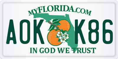 FL license plate AOKK86