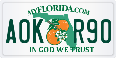 FL license plate AOKR90
